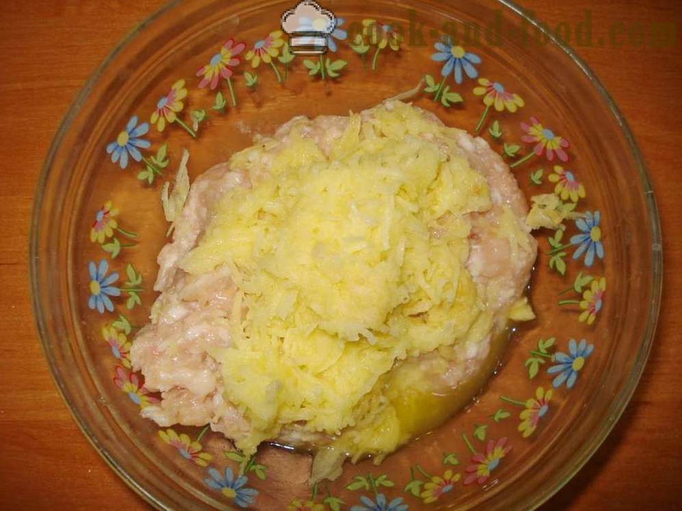 Пилеће ћуфте са сиром у мултиварка - како да кува пљескавице на мултиварка, корак по корак рецептури фотографије