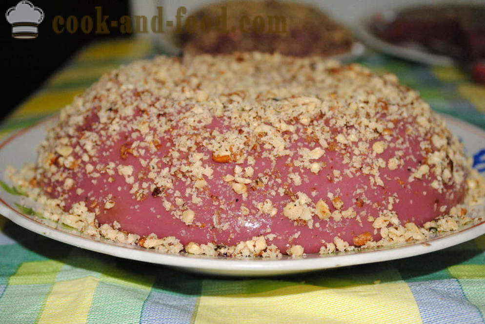 Хомемаде десерт ораха и грожђа сок, као брз за припрему домаће десерти цхурцхкхела, једноставан рецепт са фотографијом