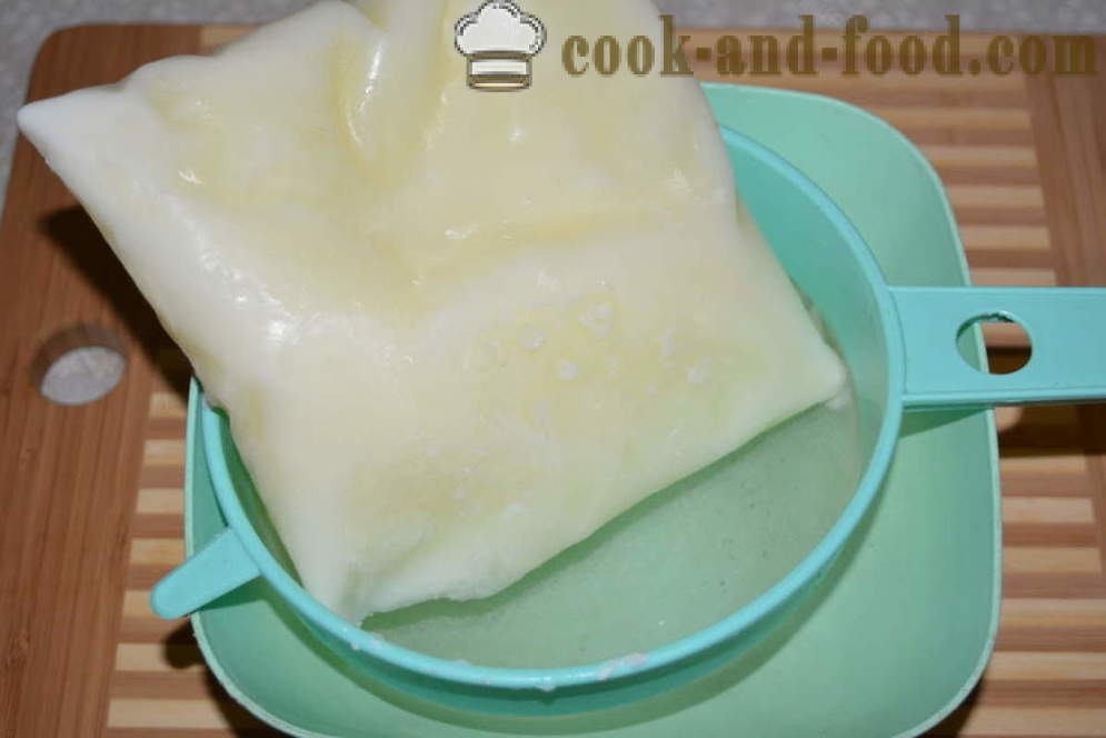 Швапски сир замрзнутог јогурта - како да сир из продавнице јогурта код куће, корак по корак рецептури фотографије