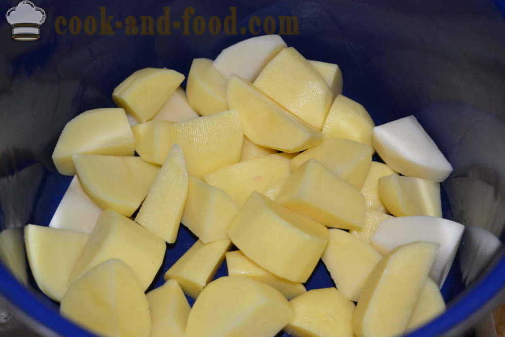 Пире кромпир са млеком и путером без грудвица - како да кува а укусне пире кромпир, корак по корак рецептури фотографије