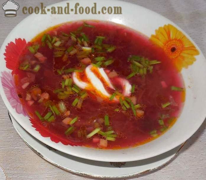 Цлассиц, топла супа од цвекле супа са месом - како се кува од цвекле супу, корак по корак рецептури фотографије