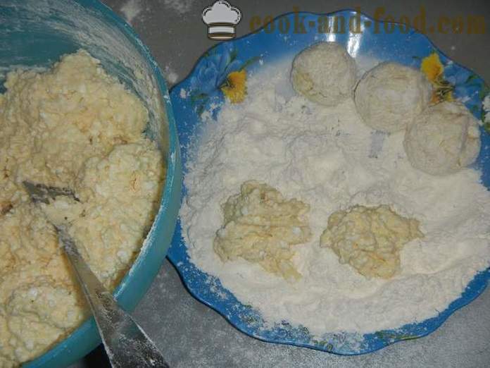 Цурд крофне пржена у уљу у тигању - како да кува крофне из сира брзо, корак по корак рецептури фотографије