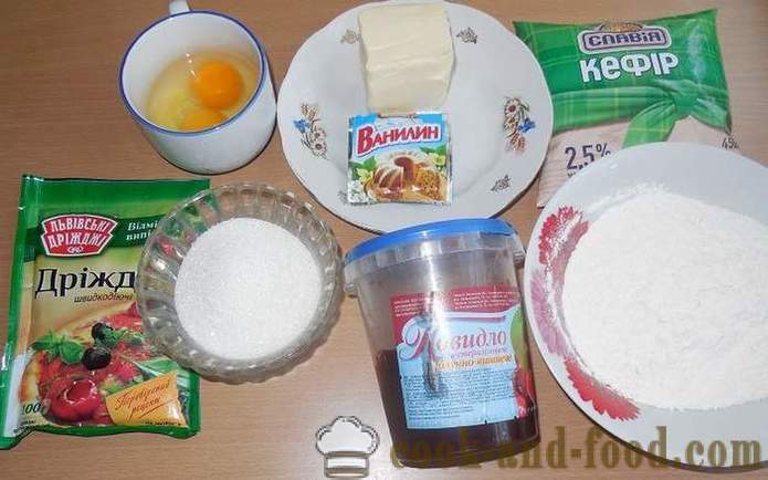 Аир квасца торте са џемом у рерни - како да кува пите са џемом, са корак по корак рецептури фотографије