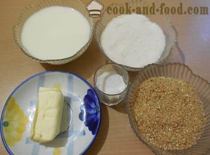 Како да кува пшенице пахуљице са млеком - корак по корак рецептури фотографије