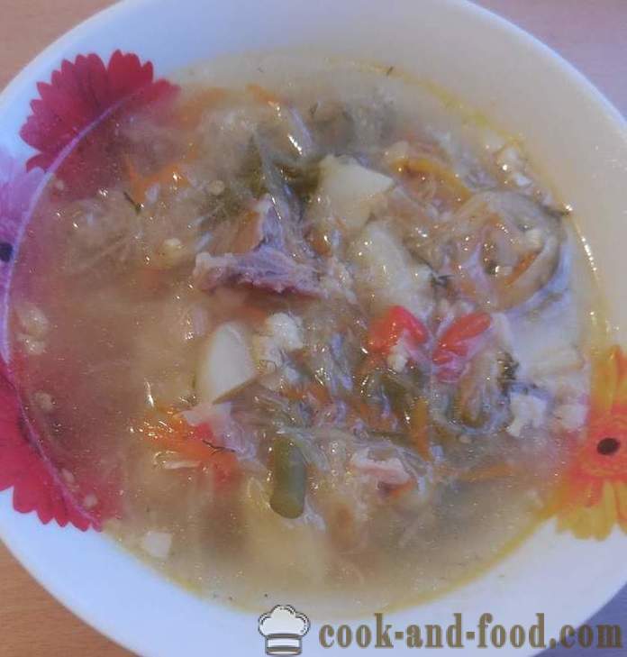 Супа од киселог купуса у мултиварка - како да кува кисела супа са језика и обучен са белим луком и сланином, корак по корак рецепт са фотографијама.