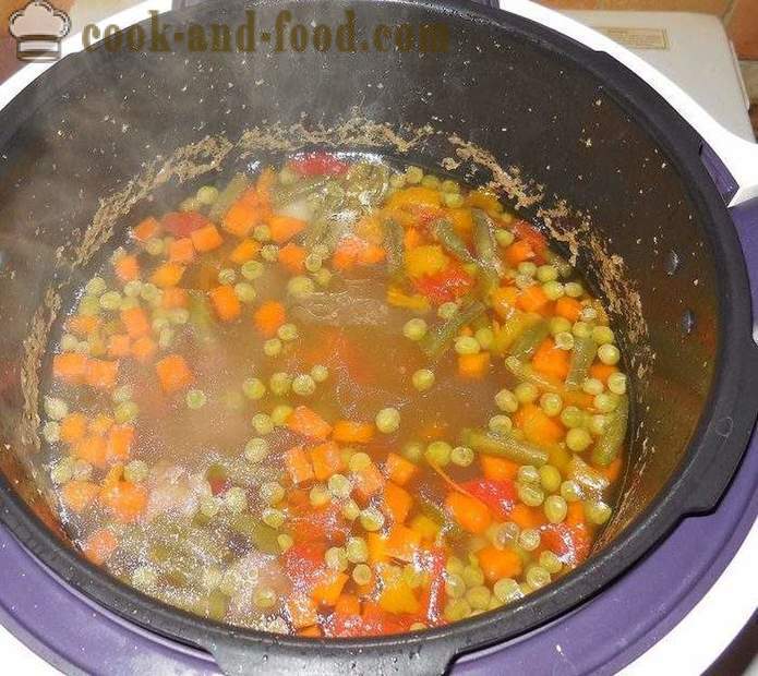 Укусна супа од поврћа са месом у мултиварка - корак по корак рецептури са фотографијама како да кува супу од поврћа са смрзнутог грашка и бораније