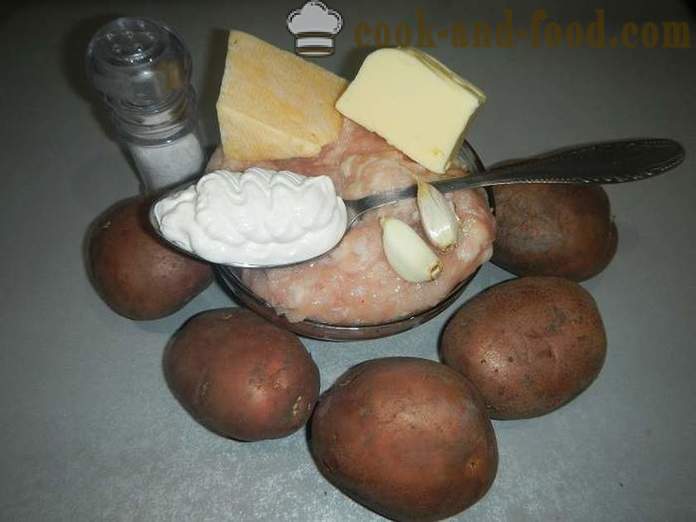 Печени кромпир са млевеним месом и сиром - као што је печени кромпир у рерни, рецепт корак по корак са фотографијама.