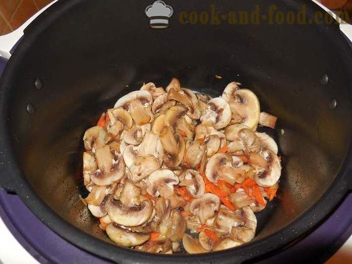 Пиринач са пилетином и печуркама у мултиварка или како се кува рижото у мултиварка, корак по корак рецепт са фотографијама.