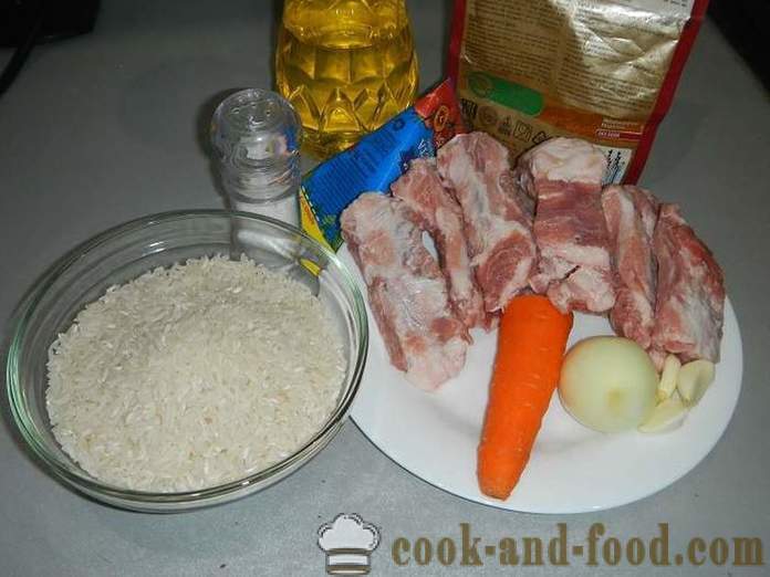 Свињско месо и оштре пиринач у мултиварка - како да кува пиринач са месом у мултиварка, корак по корак рецепт са фотографијама.