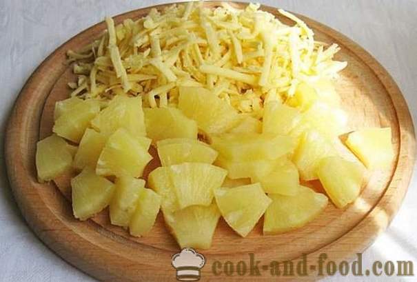 Пилећа салата са ананасом и брзо направити салату, рецепт је једноставан и укусан, са фотографијама